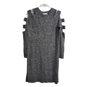 Neiman Marcus Sweater‎ Dress Small Womens Gray Cut Out Sleeves Knit